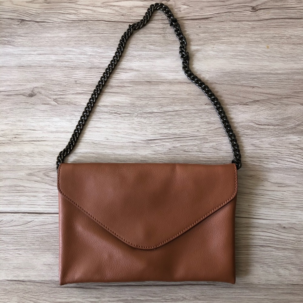 J.Crew leather envelope clutch with shoulder strap
